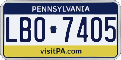 PA license plate LBO7405