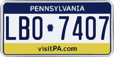 PA license plate LBO7407