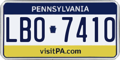 PA license plate LBO7410