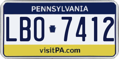 PA license plate LBO7412