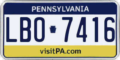 PA license plate LBO7416