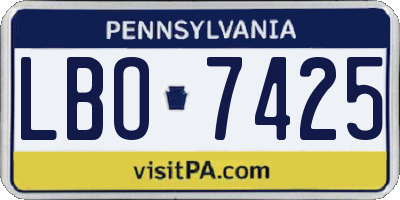 PA license plate LBO7425
