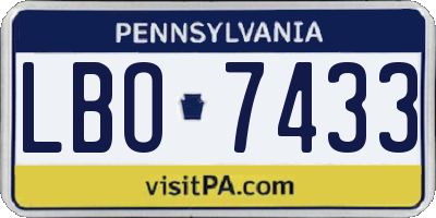 PA license plate LBO7433