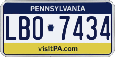 PA license plate LBO7434