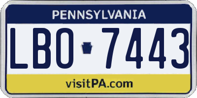 PA license plate LBO7443