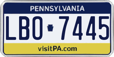 PA license plate LBO7445