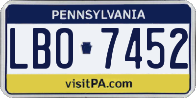 PA license plate LBO7452