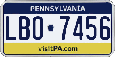 PA license plate LBO7456