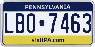 PA license plate LBO7463