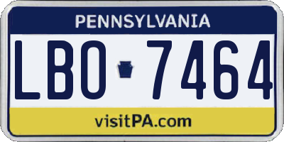 PA license plate LBO7464