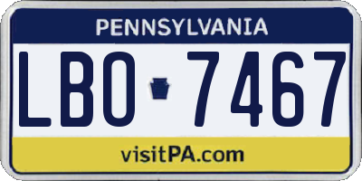 PA license plate LBO7467