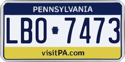 PA license plate LBO7473