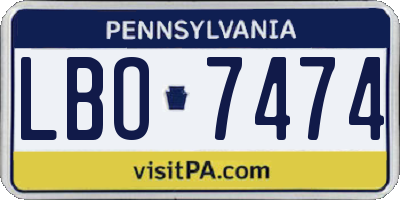 PA license plate LBO7474