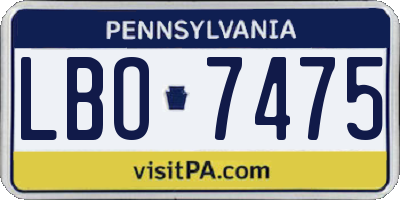 PA license plate LBO7475