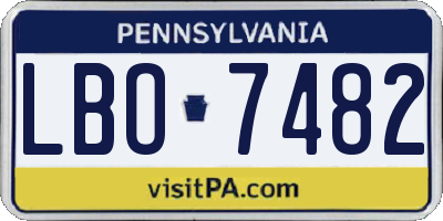 PA license plate LBO7482