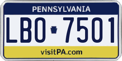 PA license plate LBO7501