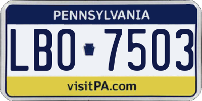 PA license plate LBO7503