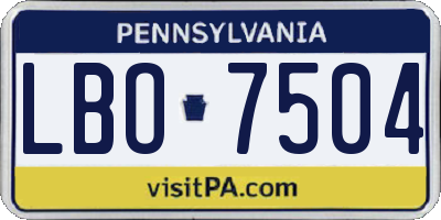 PA license plate LBO7504