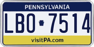 PA license plate LBO7514