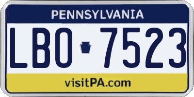 PA license plate LBO7523