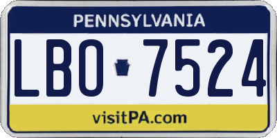 PA license plate LBO7524