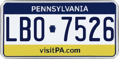 PA license plate LBO7526