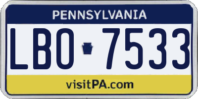 PA license plate LBO7533