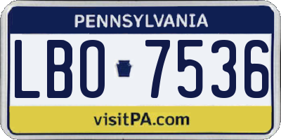 PA license plate LBO7536