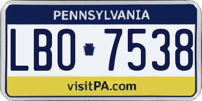 PA license plate LBO7538