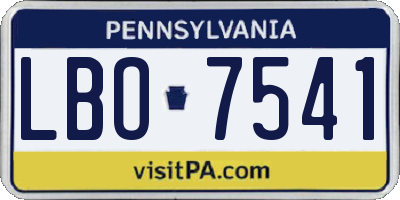 PA license plate LBO7541