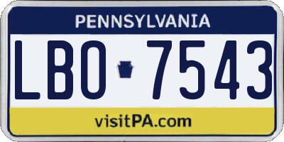 PA license plate LBO7543