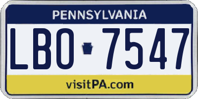 PA license plate LBO7547