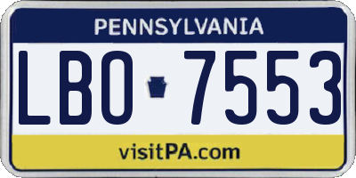 PA license plate LBO7553