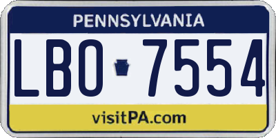 PA license plate LBO7554