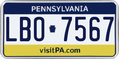 PA license plate LBO7567