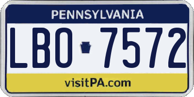 PA license plate LBO7572