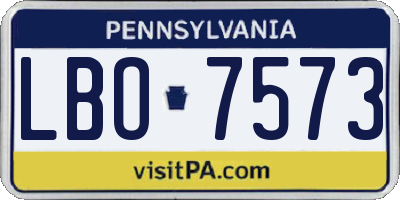 PA license plate LBO7573