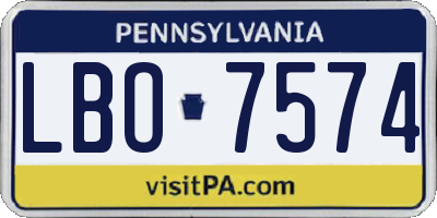 PA license plate LBO7574