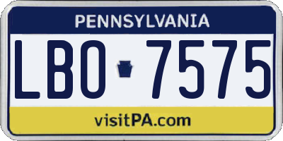 PA license plate LBO7575