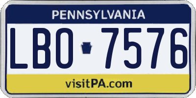 PA license plate LBO7576