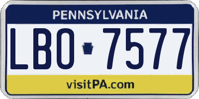 PA license plate LBO7577