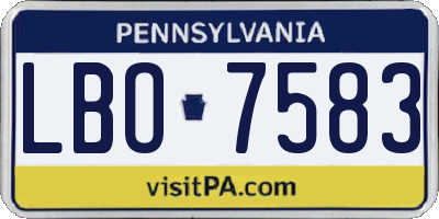 PA license plate LBO7583
