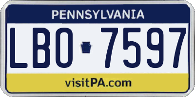 PA license plate LBO7597