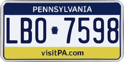 PA license plate LBO7598