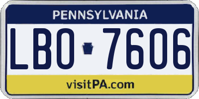 PA license plate LBO7606