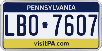 PA license plate LBO7607