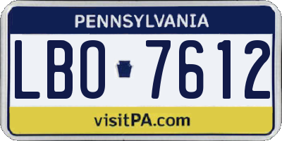 PA license plate LBO7612