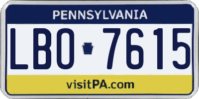 PA license plate LBO7615
