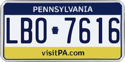 PA license plate LBO7616