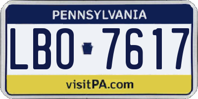 PA license plate LBO7617